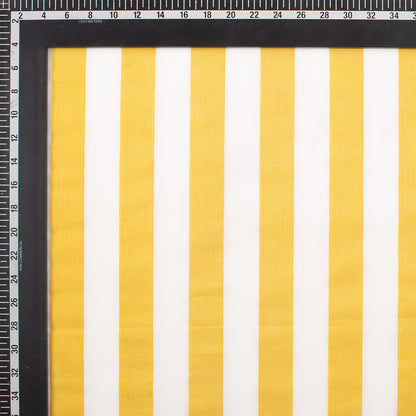 Yellow Striped Hand Block Cotton Running Fabric