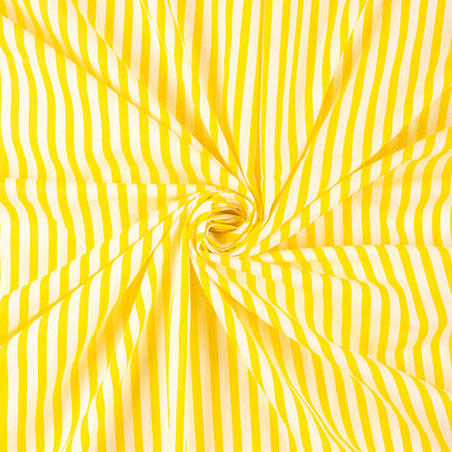 Yellow Striped Hand Block Print Cotton Fabric
