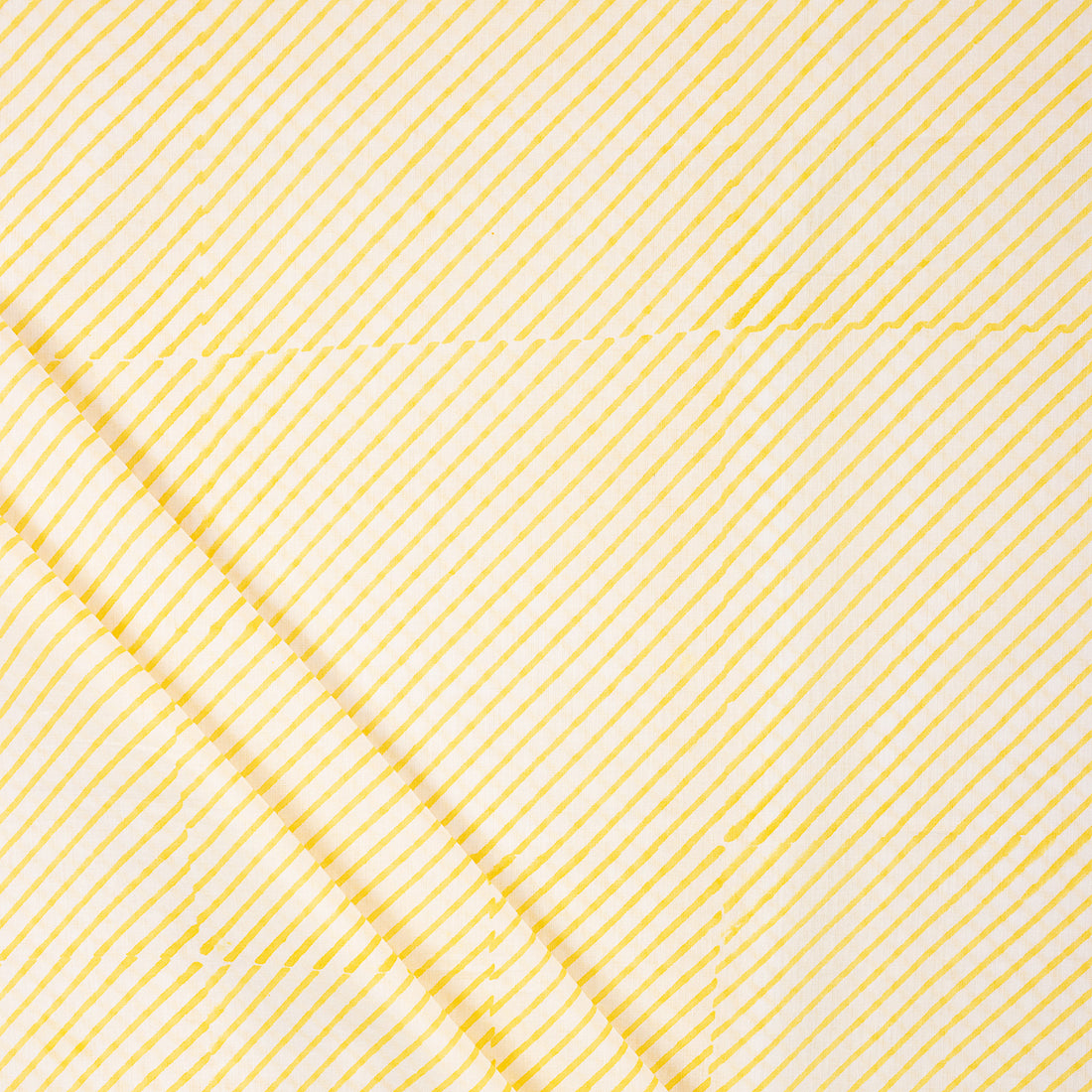 Yellow Striped Hand Blocked Pure Cotton Material Fabric