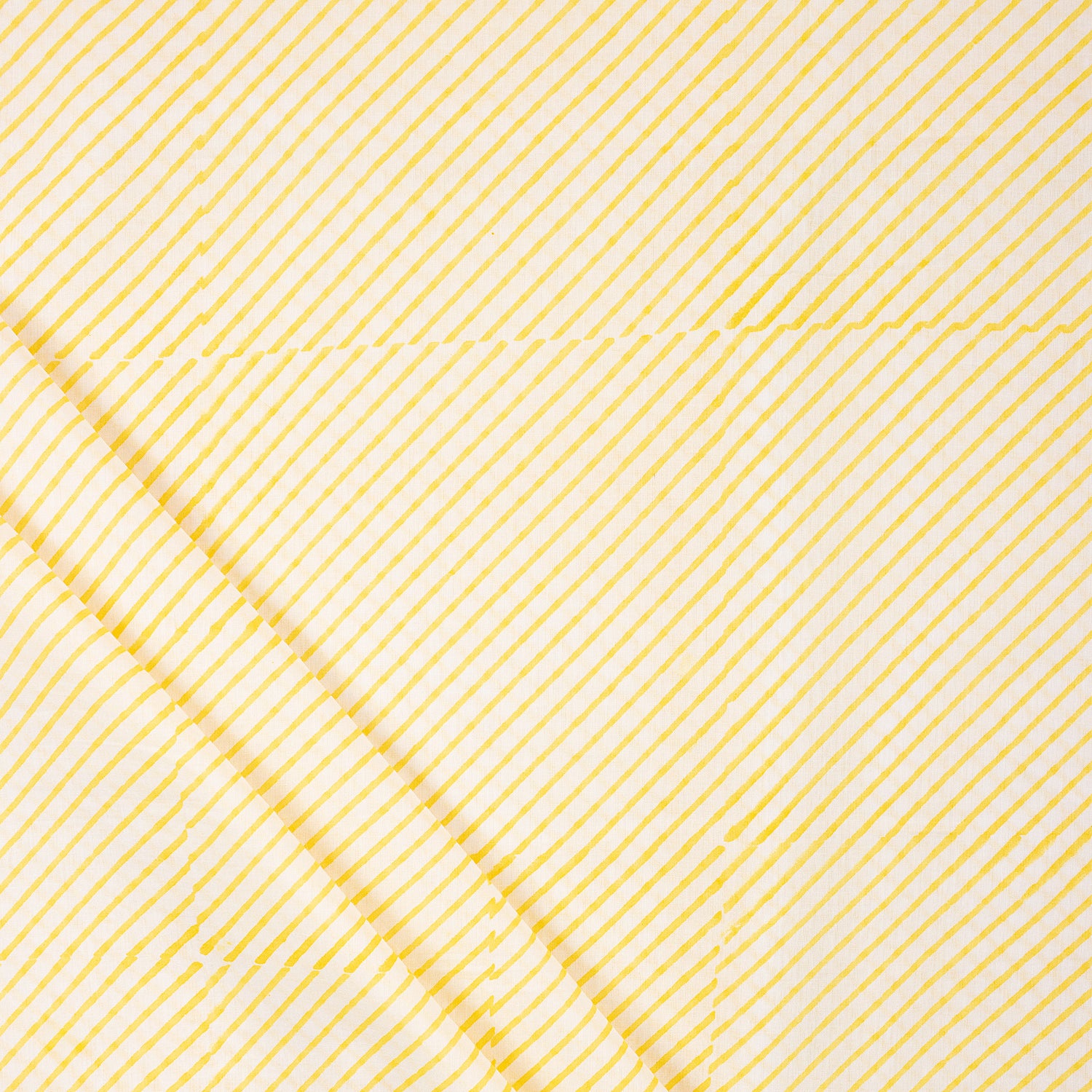 Yellow Striped Hand Blocked Pure Cotton Material Fabric