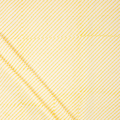 Yellow Striped Hand Blocked Pure Cotton Material Fabric