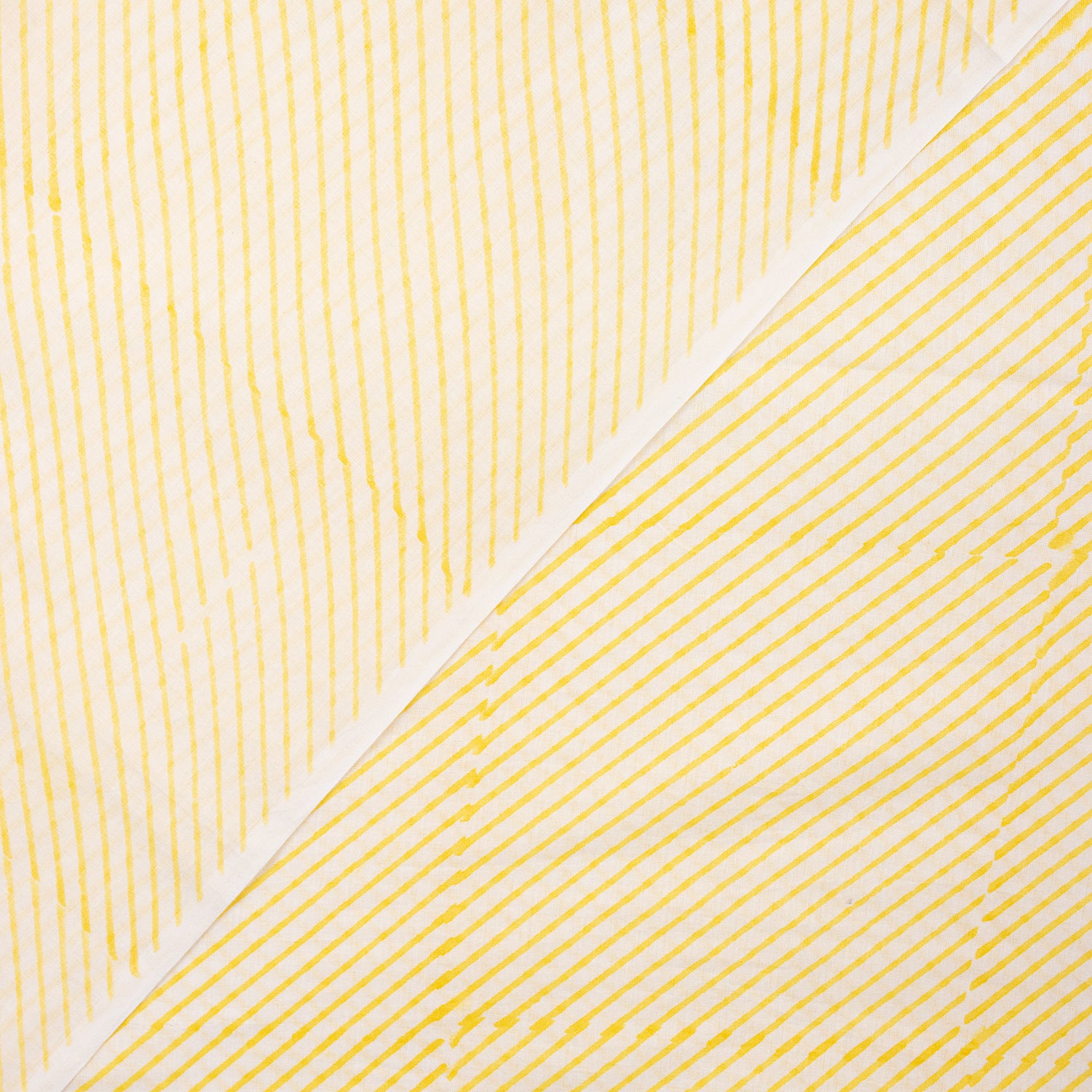 Yellow Striped Hand Blocked Pure Cotton Material Fabric