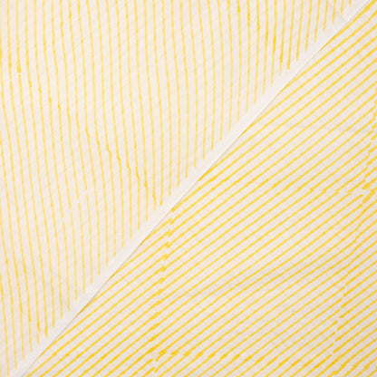 Yellow Striped Hand Blocked Pure Cotton Material Fabric