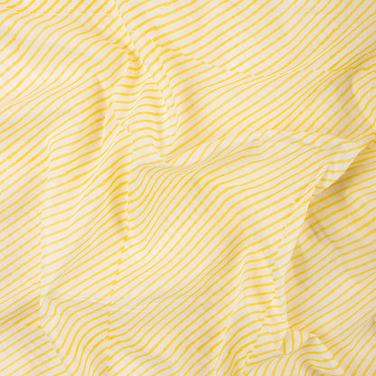 Yellow Striped Hand Blocked Pure Cotton Material Fabric