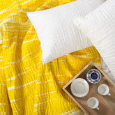 Yellow Tie Dye Cotton Handmade Kantha Quilts Blanket