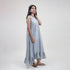 Zig Zag Fancy Blue Midi Dress with Belt