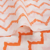 Zig Zag Orange Hand Block Printed Cotton Fabric Online