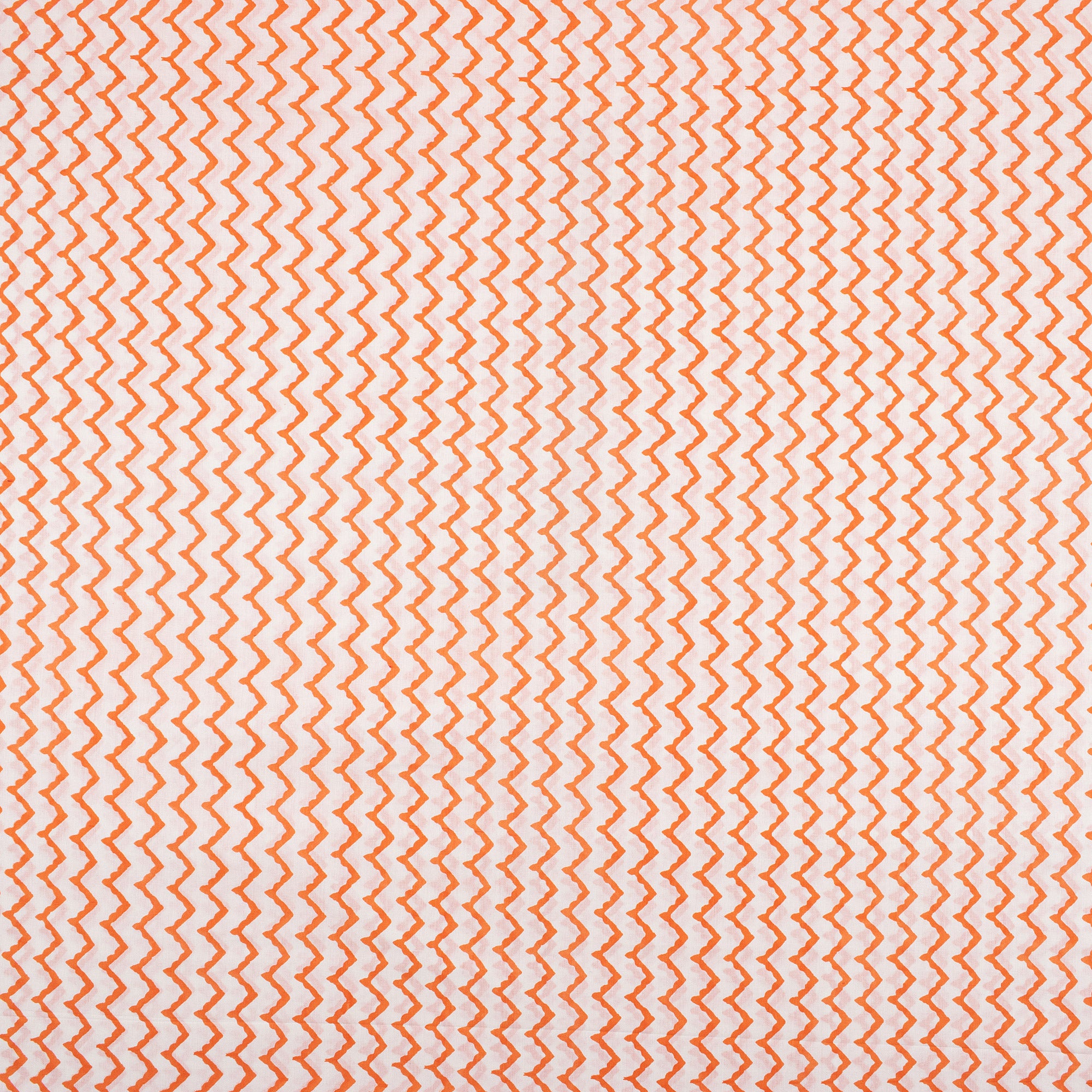 Zig Zag Orange Hand Block Printed Cotton Fabric Online