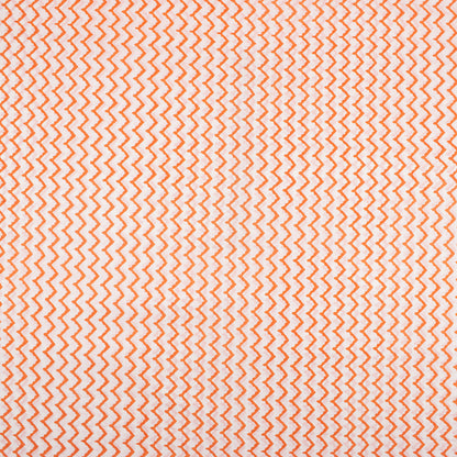 Zig Zag Orange Hand Block Printed Cotton Fabric Online