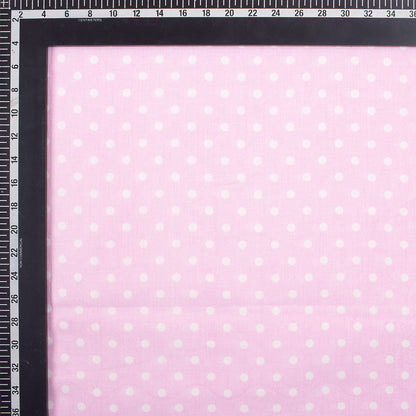 Pink Polka Dots Soft Cotton Hand Block Print Fabric