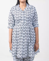 Hand Block Printed Cotton Shirt with Short and Pajama Cord Set
